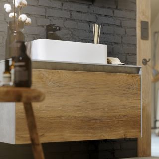 Подвесная тумба под раковину Aqwella Mobi MOB0110W+MOB0710BS 100 см